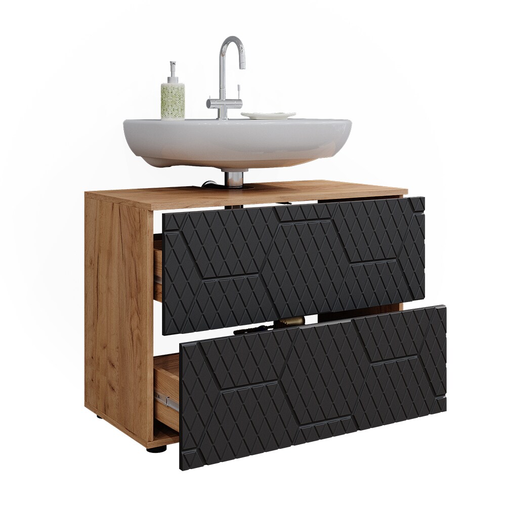 Vicco Waschbeckenunterschrank Irma Eiche Anthrazit 80 x 59 cm 2 Schubladen Badezimmer