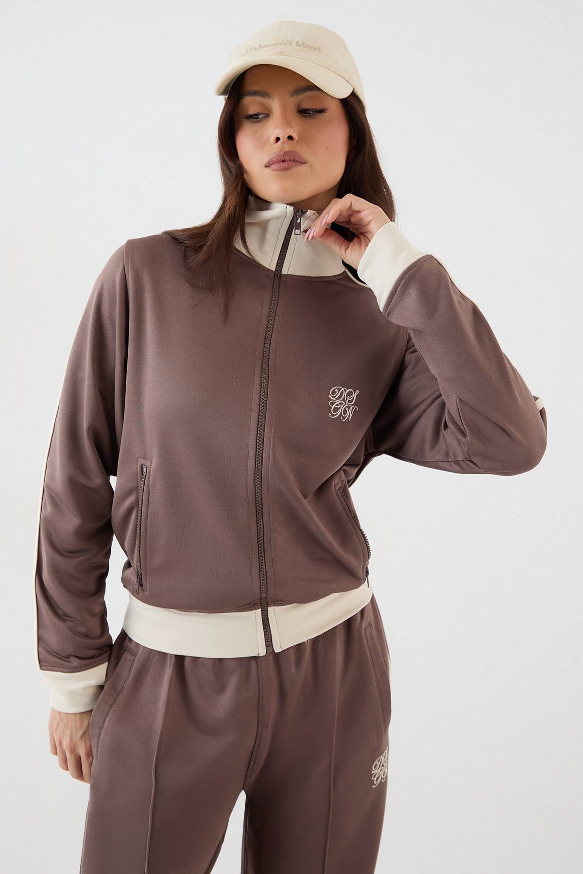 Veste de Survêtement Zippée DSGN Studio en Tricot Contrasté