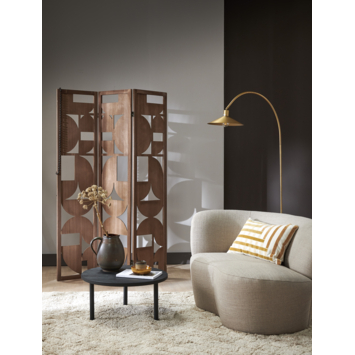 WOOOD fauteuil Stone crème bouclé stof met leuning links