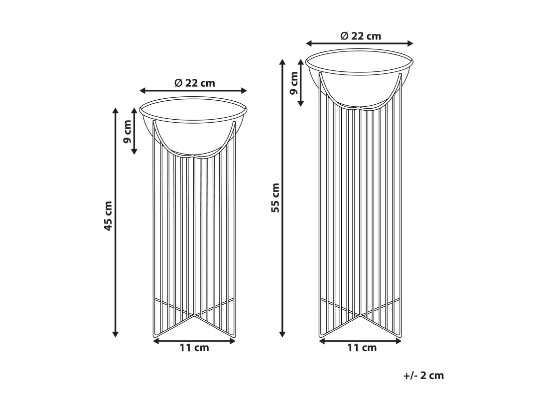Lot de 2 pots à plantes surélevés FICARIA Métal 22 cm Rose