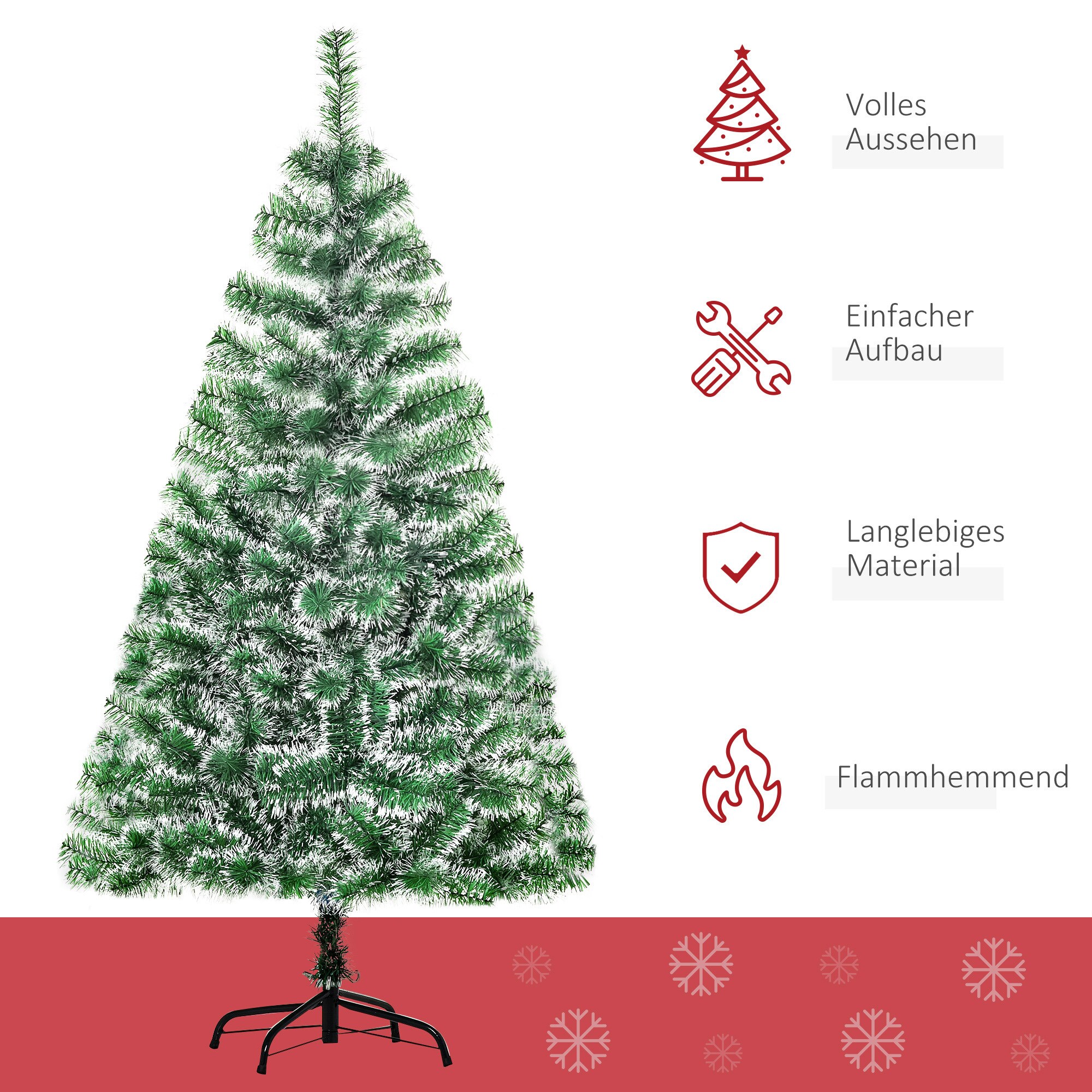 HOMCOM Künstlicher Weihnachtsbaum mit Metallständer grün 75 x 150 cm (ØxH)