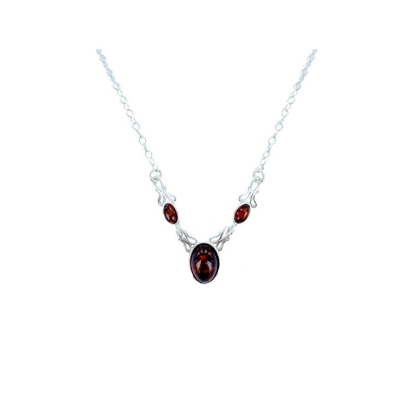 Collier argent 925 Ambre veritable de la mer Baltique