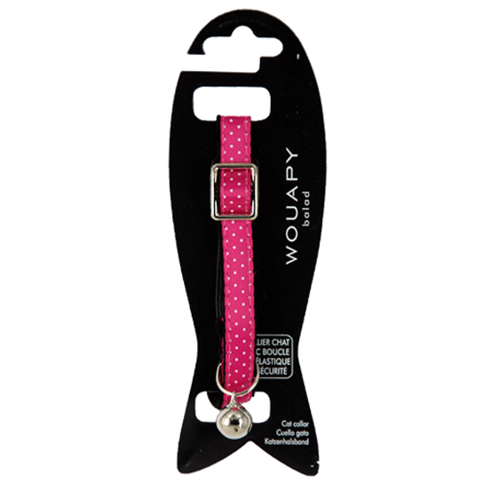 Collier style pois fushia pour chat