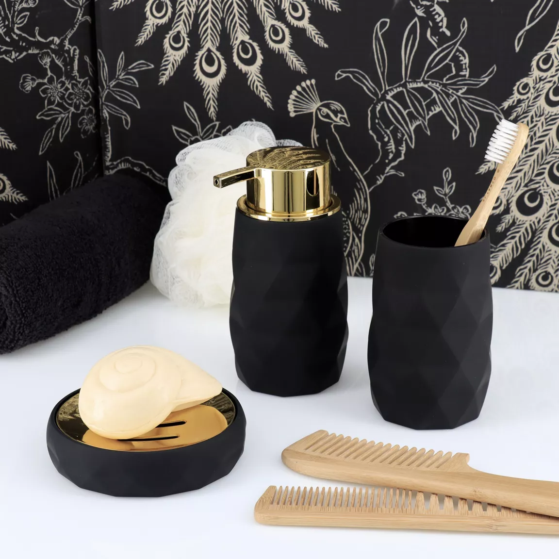 Set d'accessoires salle de bain Rubby Noir