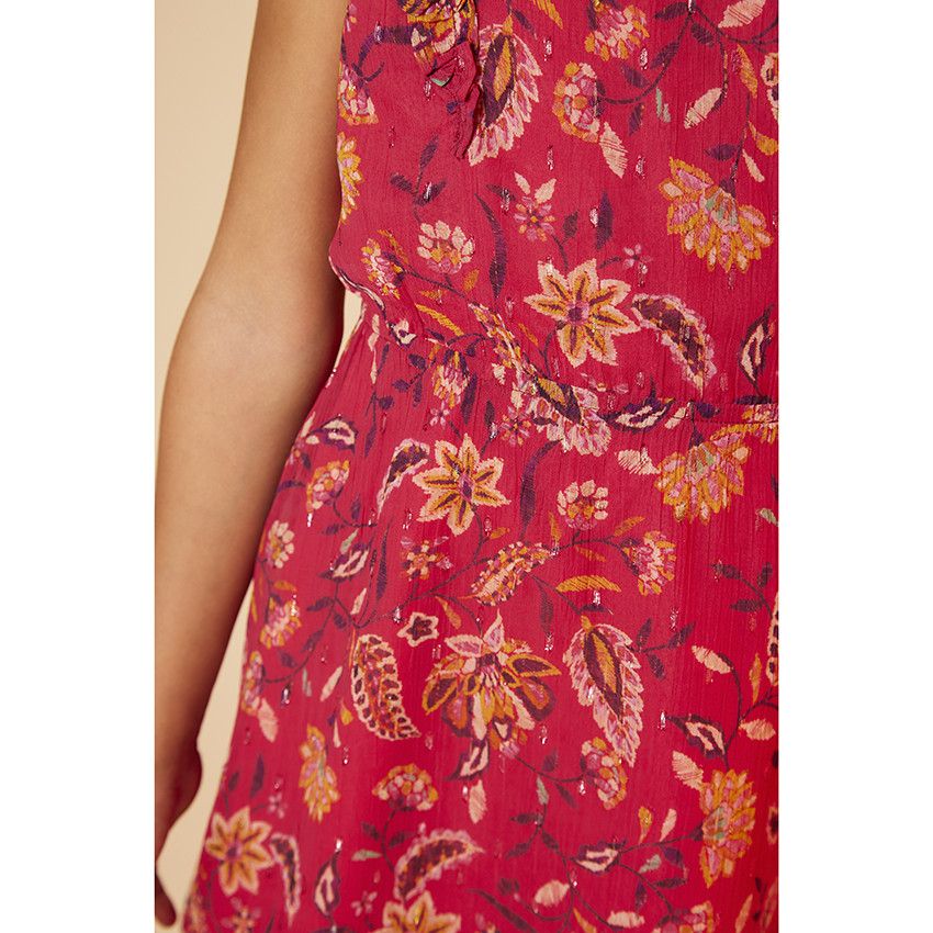 Robe à bretelles volantées et dos croisé pour fille - Multicolore