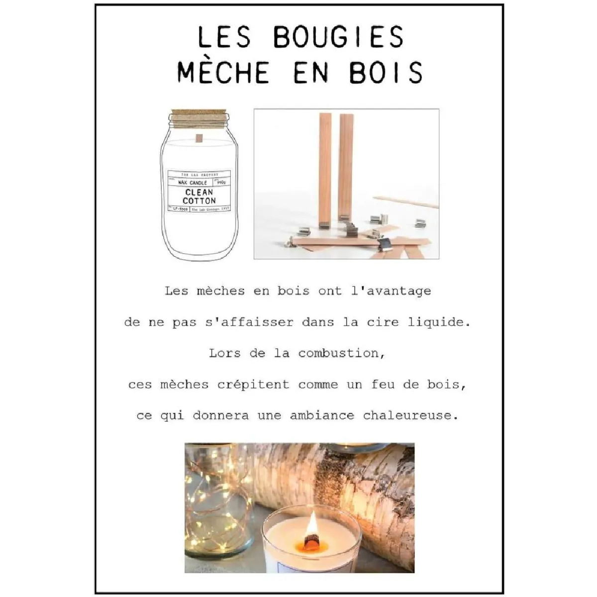 The Home Deco Factory The Home Deco Bougie parfumée mèche en bois