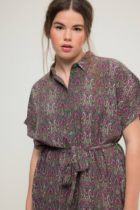 Maxikleid, oversized, Paisley-Print, Hemdkragen, Knopfleiste, hellgrün