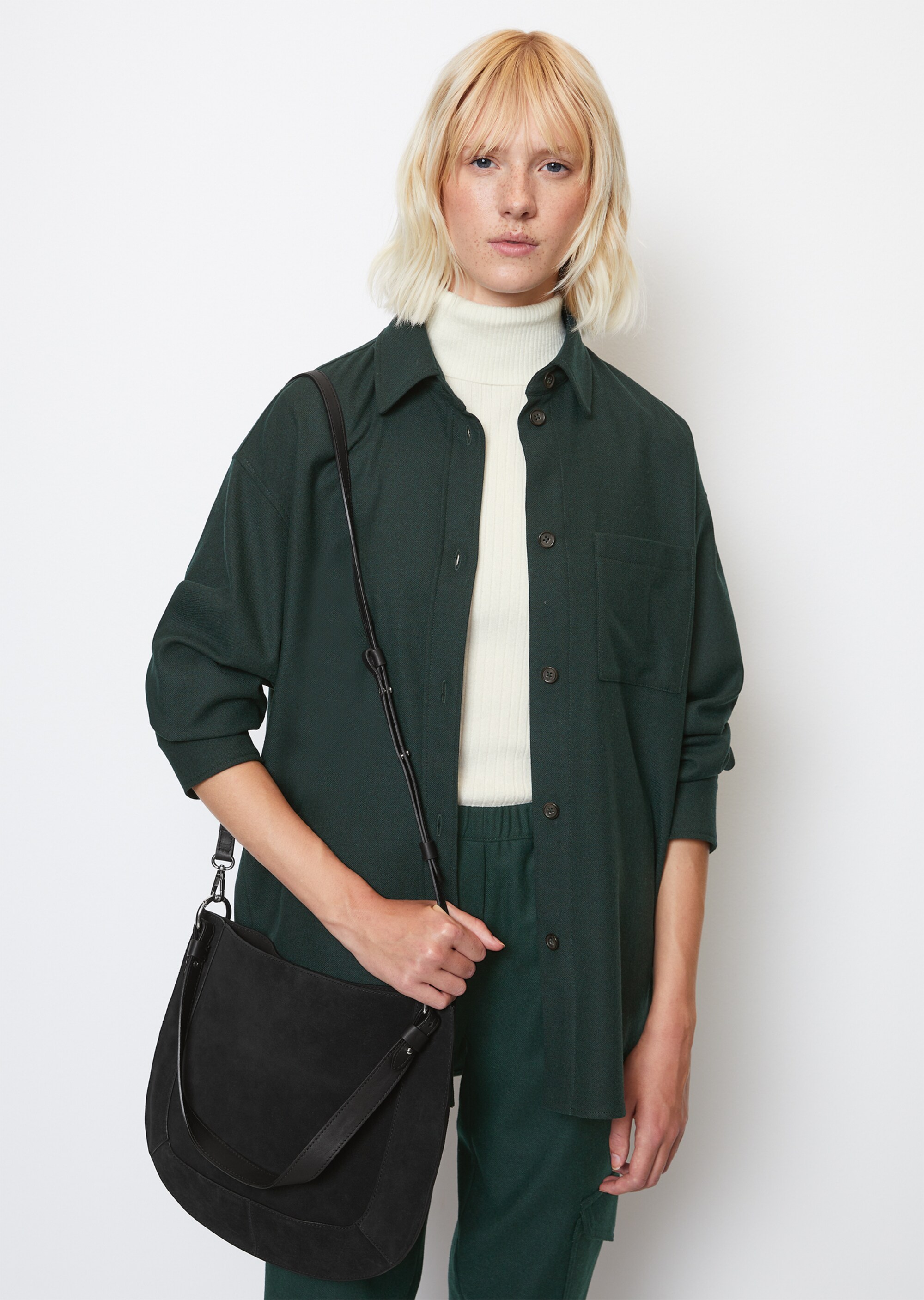 Hobo-Bag medium aus Veloursleder