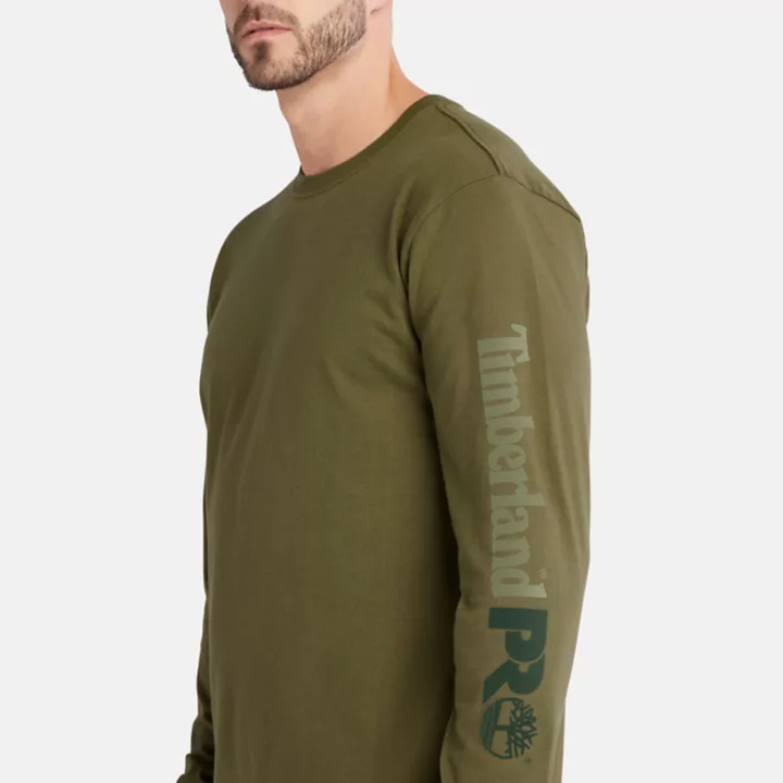 T-shirt à logo Timberland PRO Core à manches longues pour homme en vert