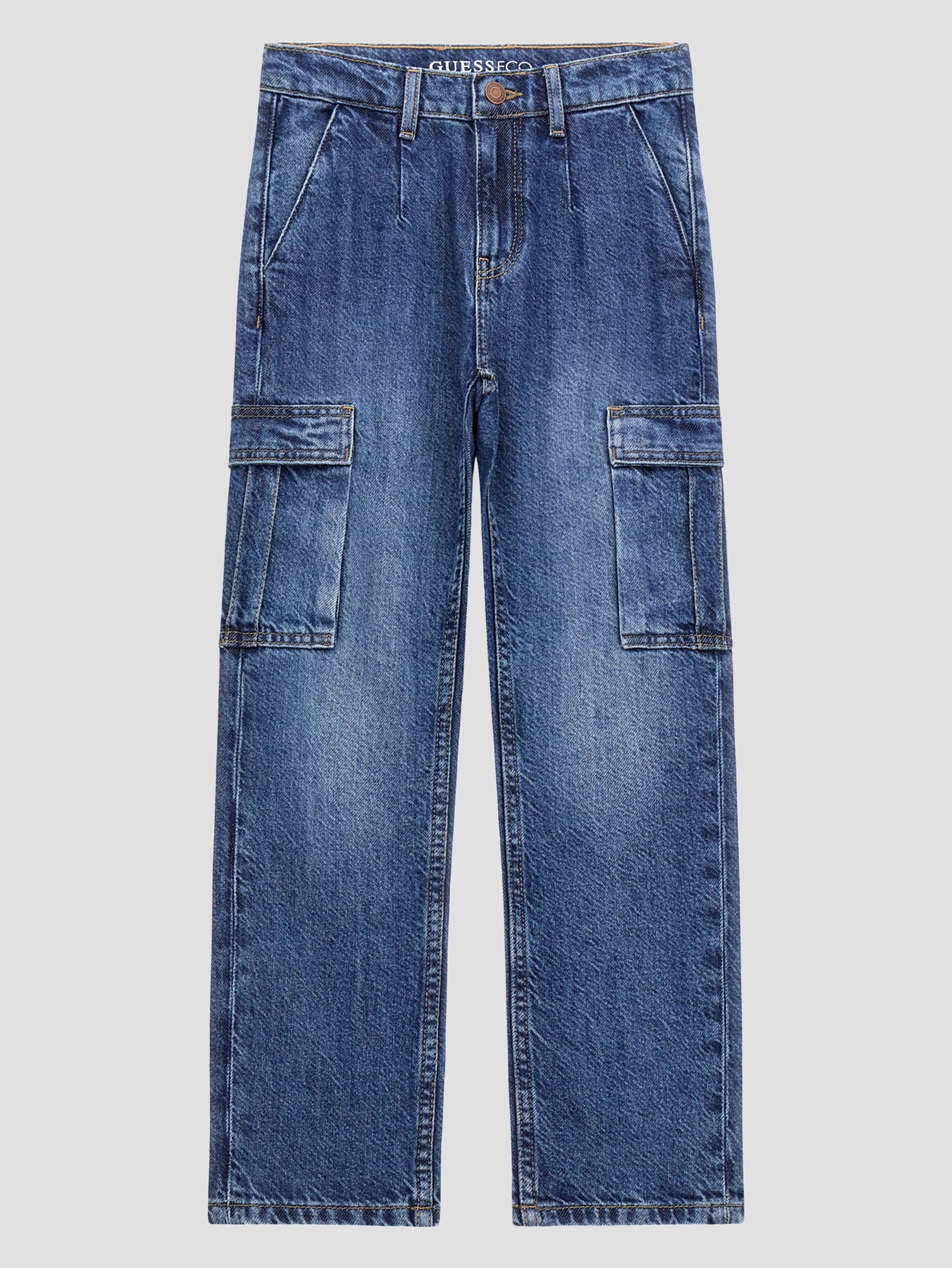 Calças cargo em denim ecológico (7-18)
