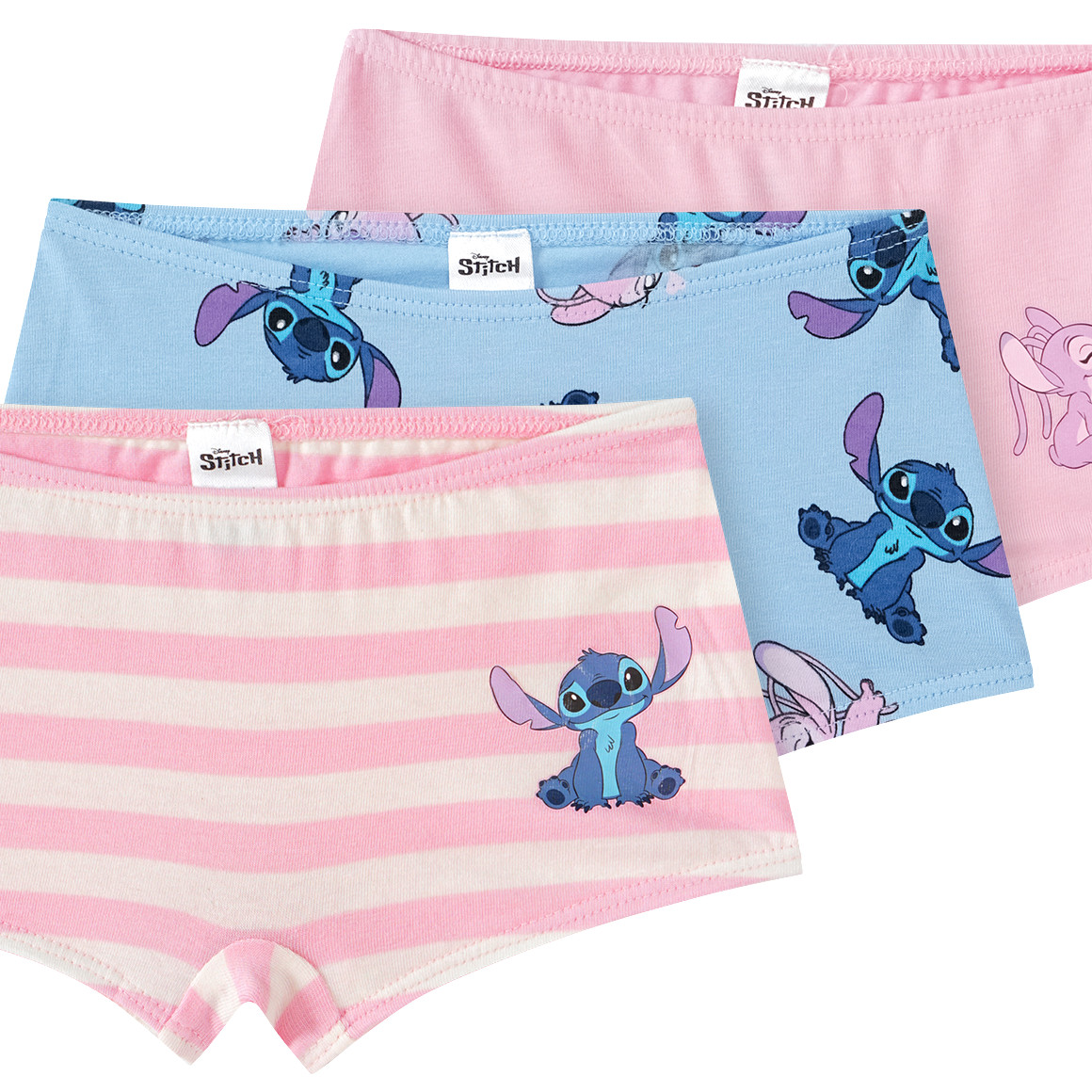 Topolino 3 Disney Stitch Pantys mit Prints rosa / cremeweiss / hellblau