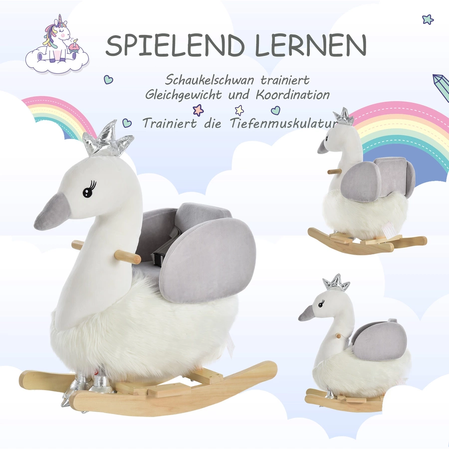 HOMCOM Schaukeltier als Schwan weiß, grau