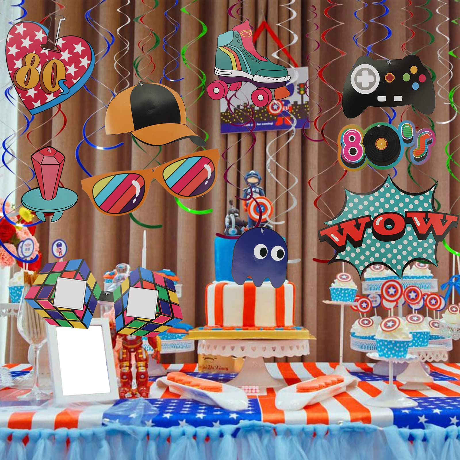 (15er Set) Party Spiral Girlande Retro Deko Wirbel Accessoire - 80er Jahre