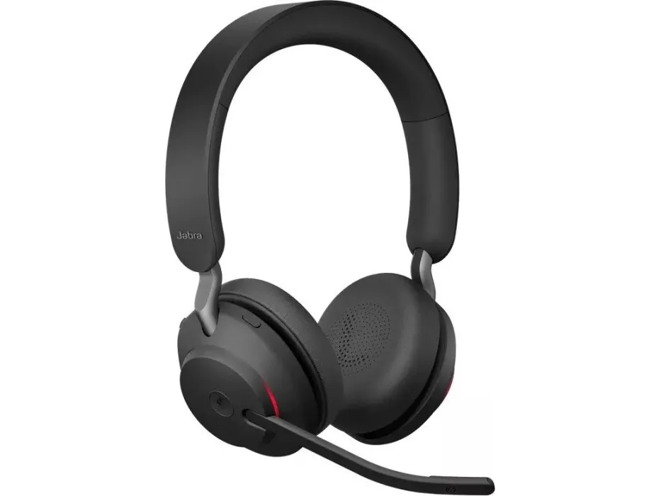 Jabra Evolve2 65 MS Stereo - Headset - på øret - Bluetooth - trådløs - USB-A - støjisolerende - sort - med opladningsstander - Certified for Microsoft Teams