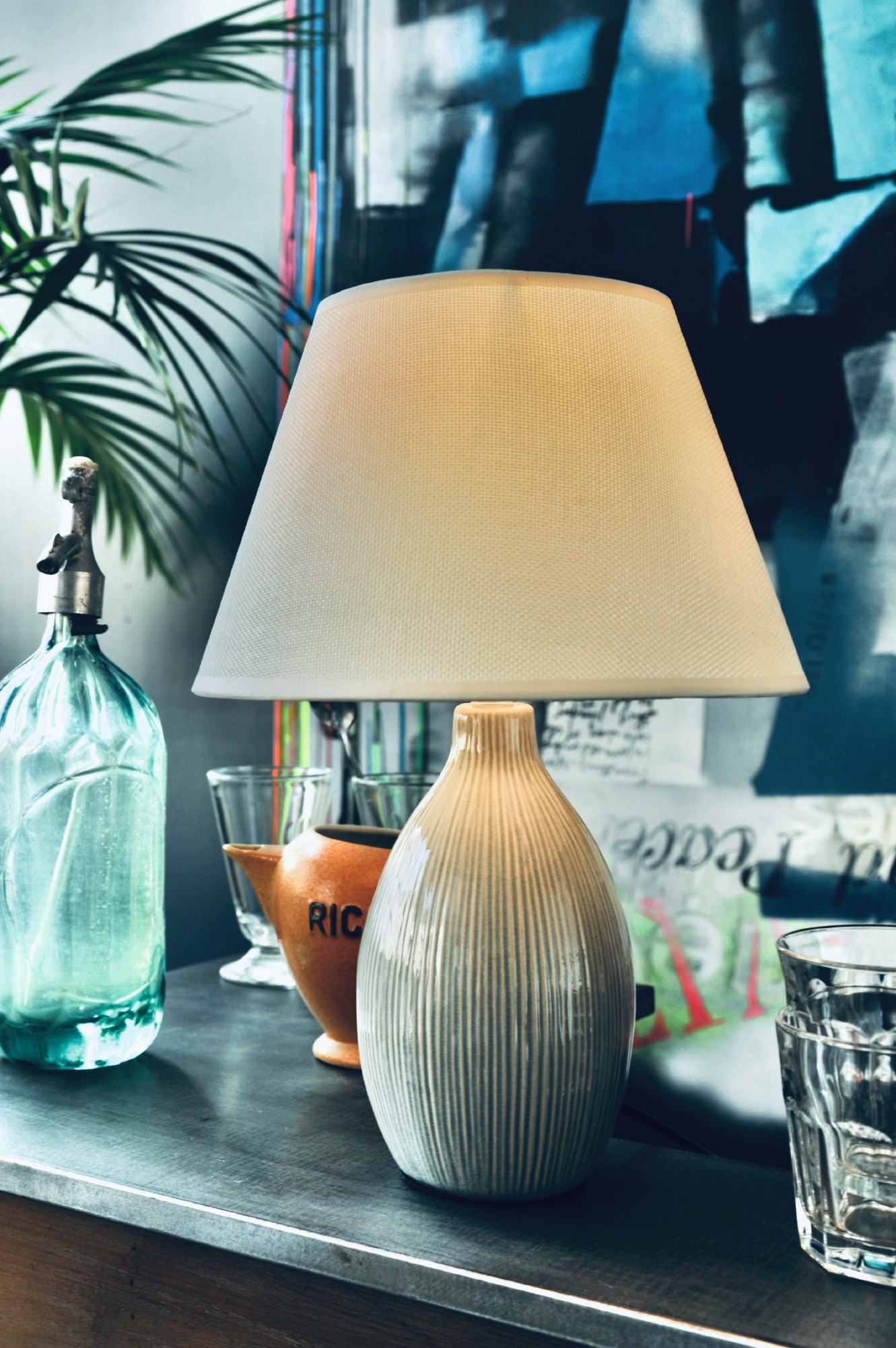 Tischlampe 'Blanchette', grün, Ø 25 cm, H 38 cm von fischer's lagerhaus