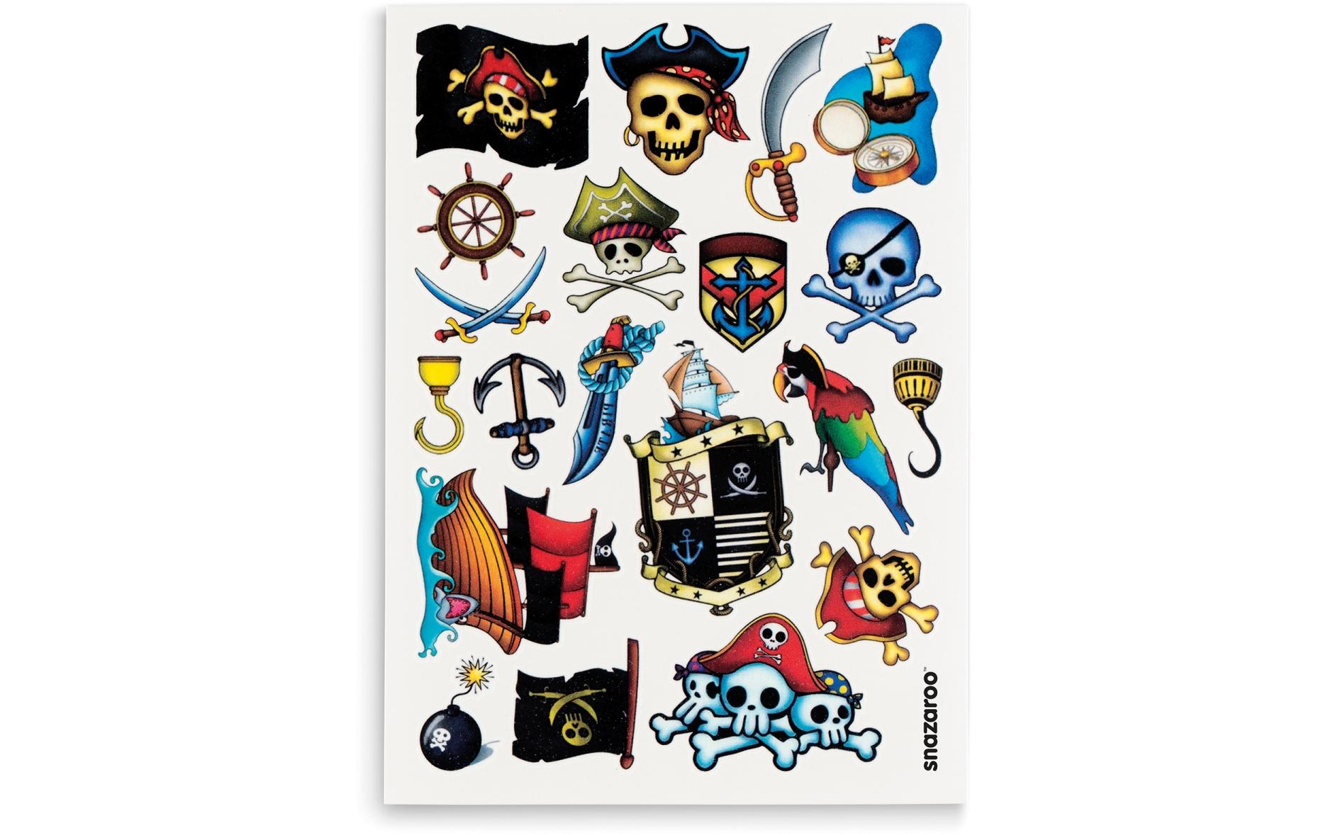 Zubehör Tattoos Piraten, 20 StückAbenteuer temporäre Tattoos als 20er Set