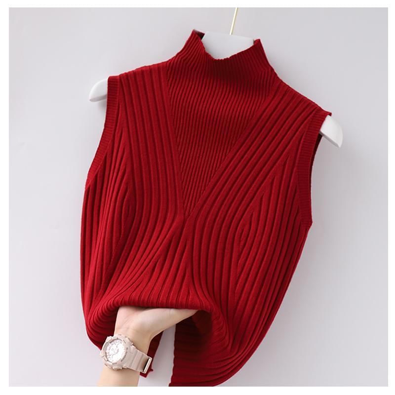 Adoree - Mouwloze top met geribbelde hals en effen kleur