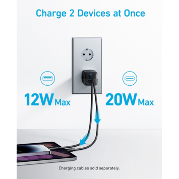 Anker 323 USB-C dual snellader zwart