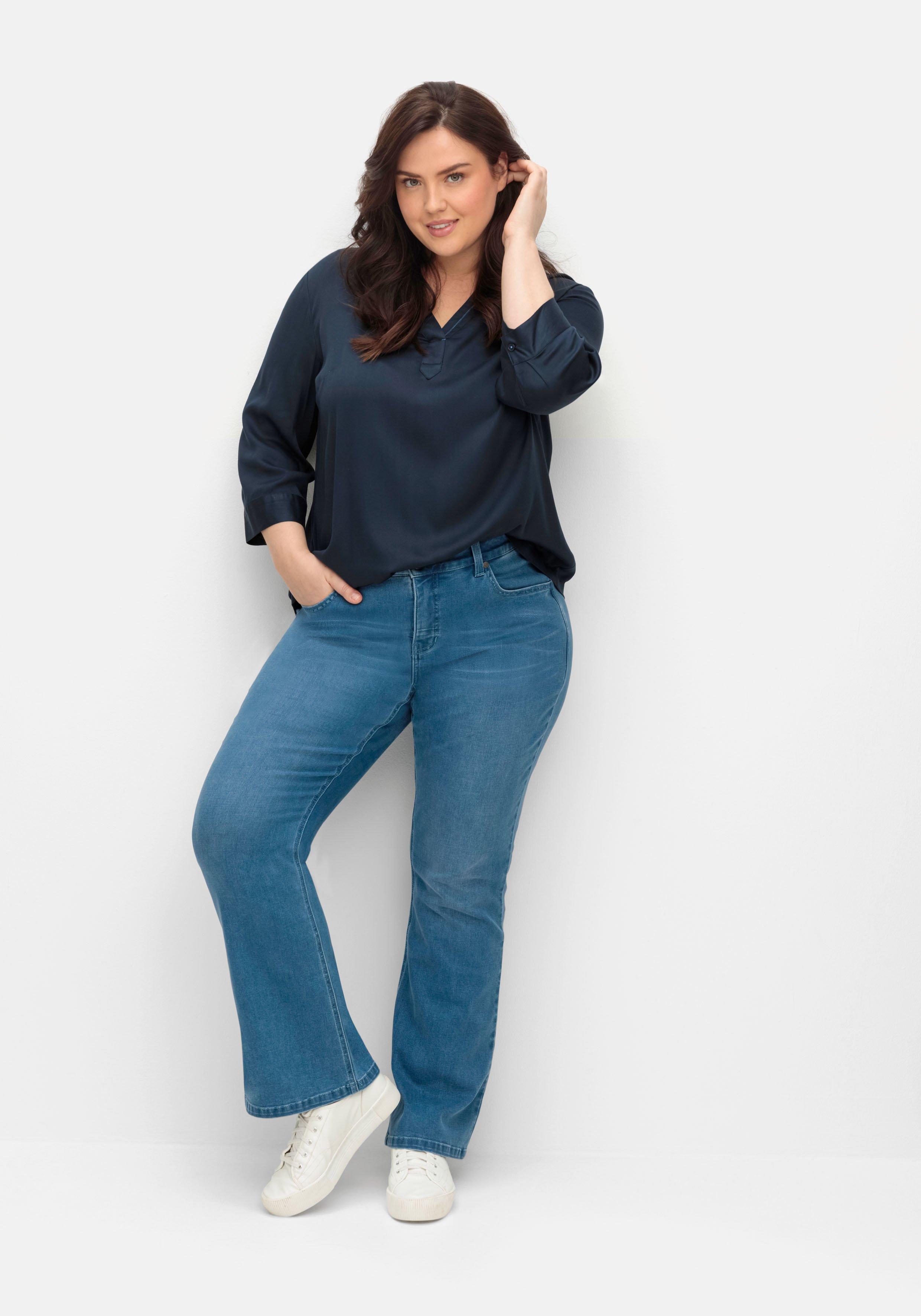 Bootcut-Jeans mit Catfaces und Shaping-Einsatz