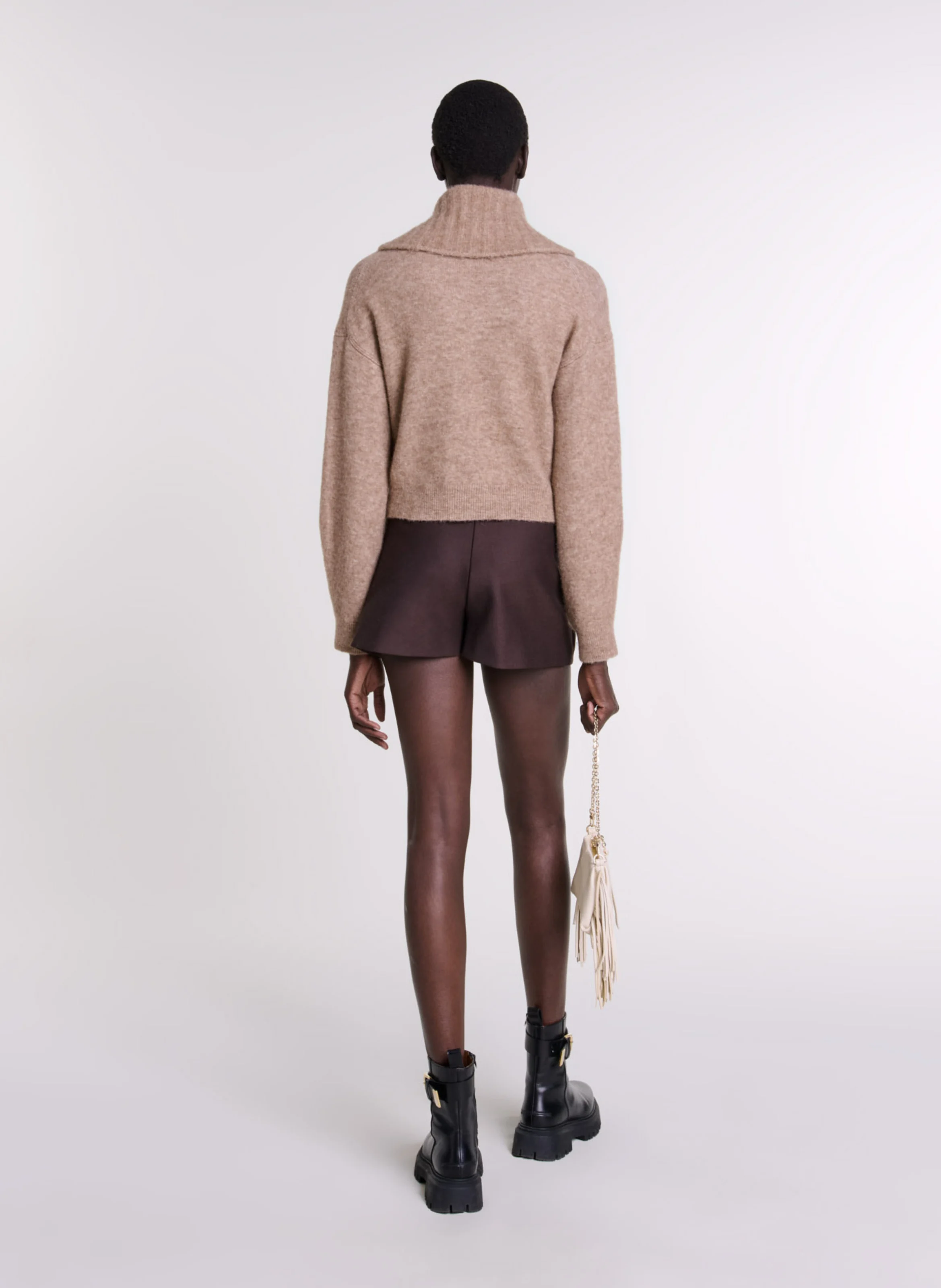 Cardigan en laine mélangée | Marron