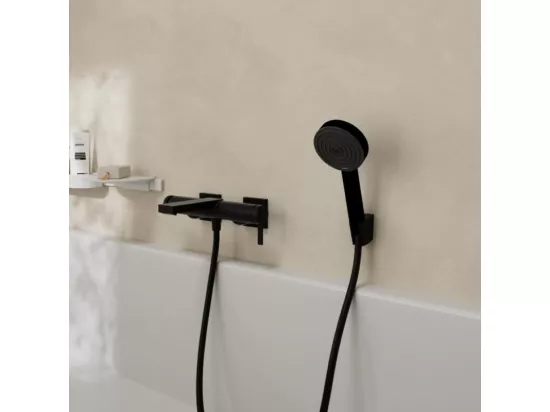 Pommeau de douche HANSGROHE Vernis Blend 100 EcoSmart Vario noir mat + flexible de douche 1,60 m HANSGROHE Isiflex noir mat