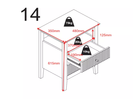 Lot de 2 tables de chevet avec 2 tiroirs et 1 tablette - MDF - Noir - NARIVA