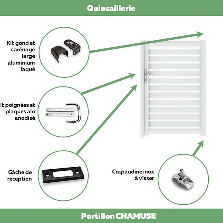 Portillon Jardimat battant aluminium Chamuse blanc - 100 x h.164 cm