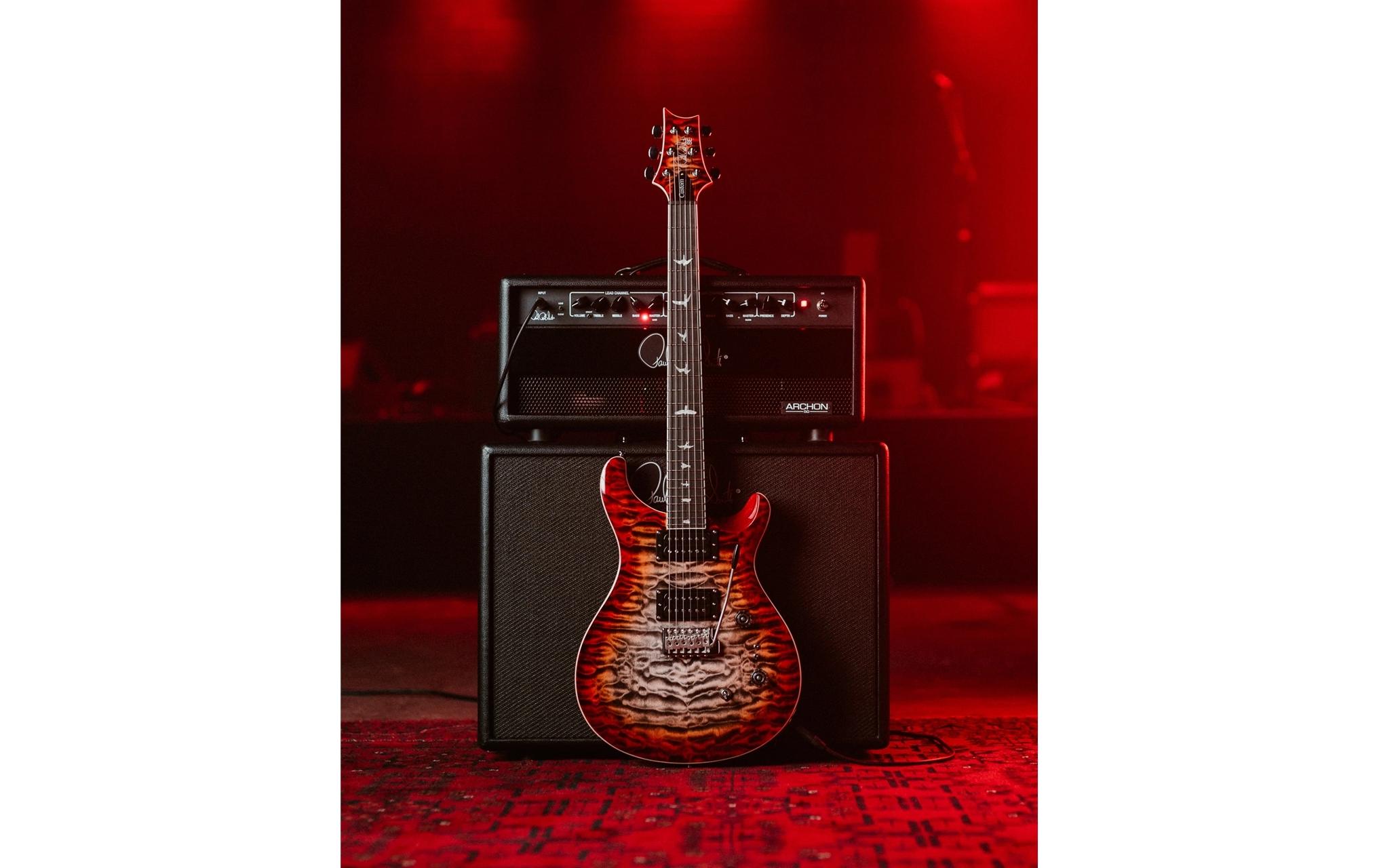E-Gitarre SE Custom 24-08 Quilt Charcoal Cherry Burst<br>Gitarre mit Split Coil-Funktion