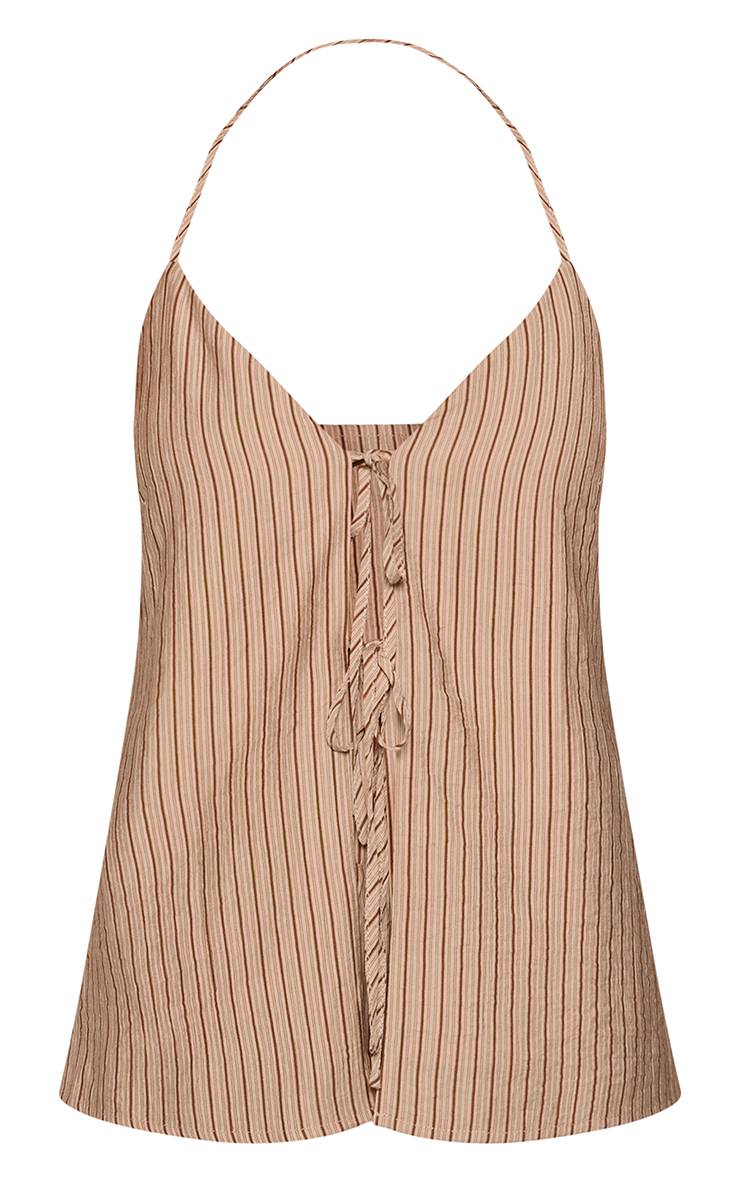 Beige Combi-short Fluide À Rayures Fines Avec Nœud Devant