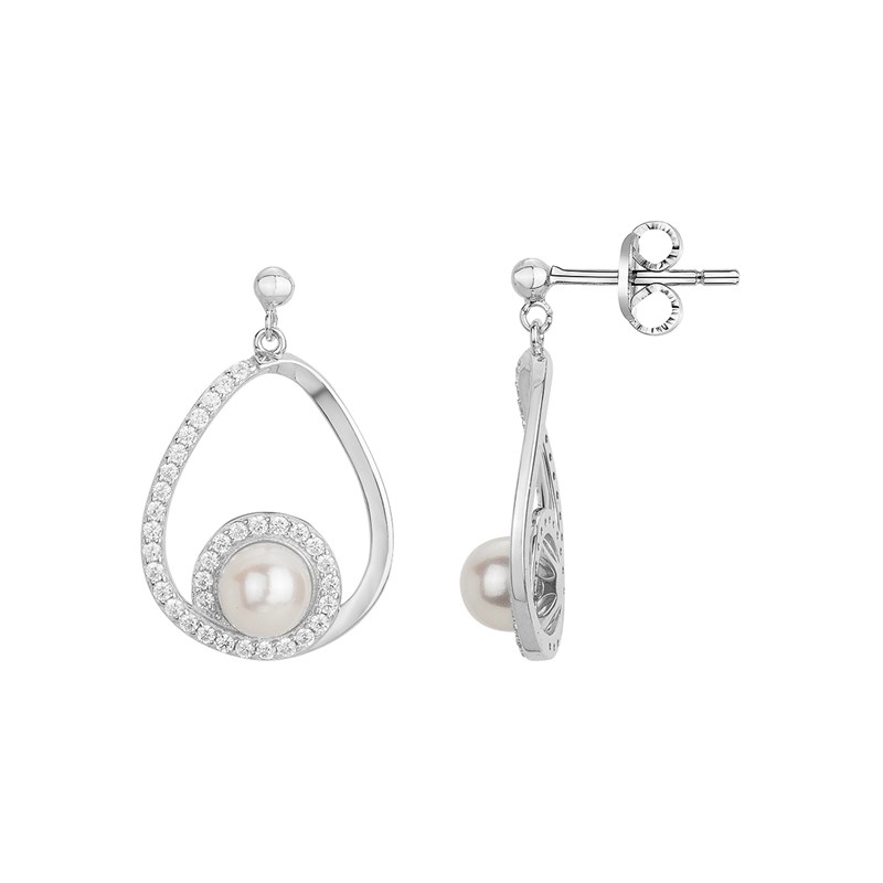 Boucles d'oreilles en Argent avec perle d'eau douce blanc
