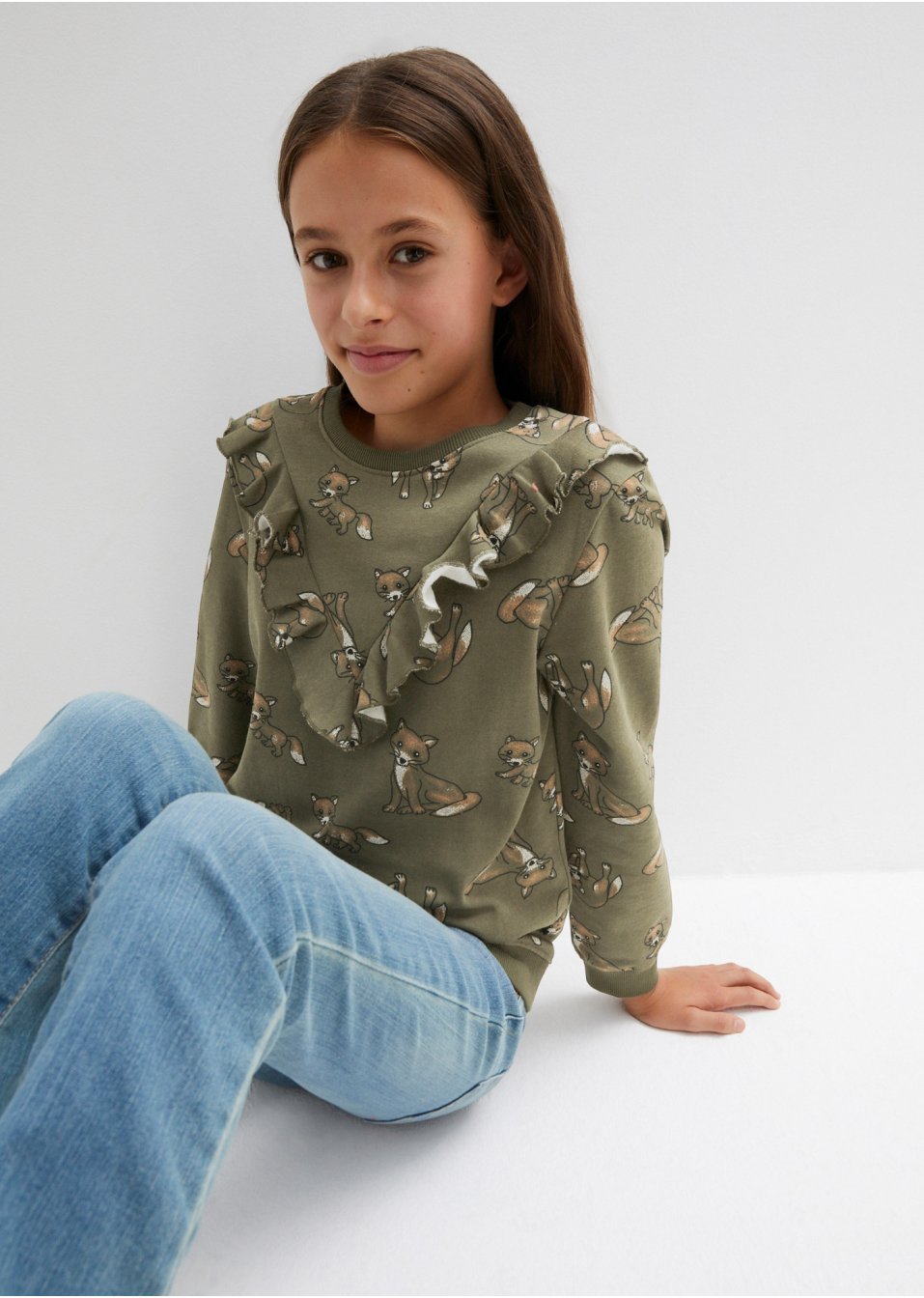 Sweat-shirt fille avec volant
