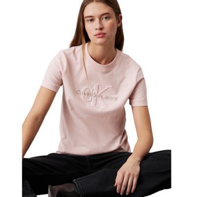 Tee-shirt à manches courtes femme Chenille Monologo Regular CALVIN KLEIN