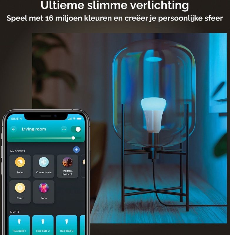 Philips - Hue Slimme Lichtbron - Wit en Gekleurd Licht - 6.5W - Duopack - 2 Stuks