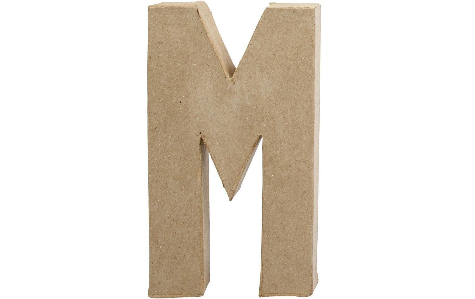 Papp-Buchstabe M 20.5 cmHandgearbeiteter Buchstabe aus Pappmaché