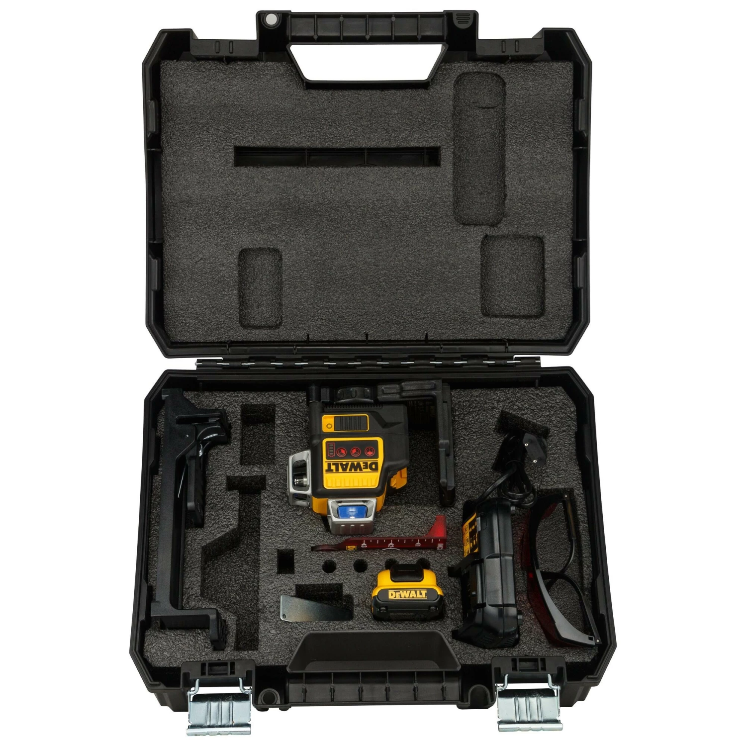 DeWALT DCE089D1R 10,8V Li-Ion accu zelfnivellerende 3x360° graden multilijnlaser set (1x 2.0Ah accu) in koffer - 3 lijnen - 15m - rood