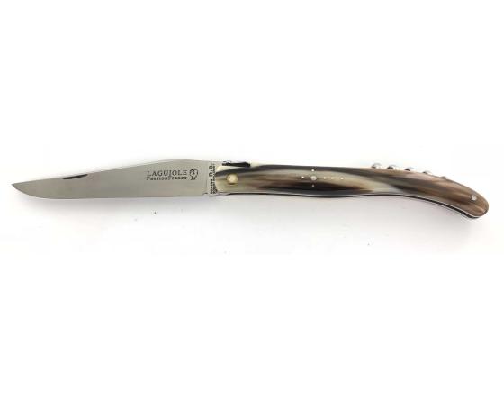 Design Beillonnet MOF - Laguiole 12 cm - Tire-bouchon - Corne Blonde Couteau de Poche Design Beillonnet - PassionFrance