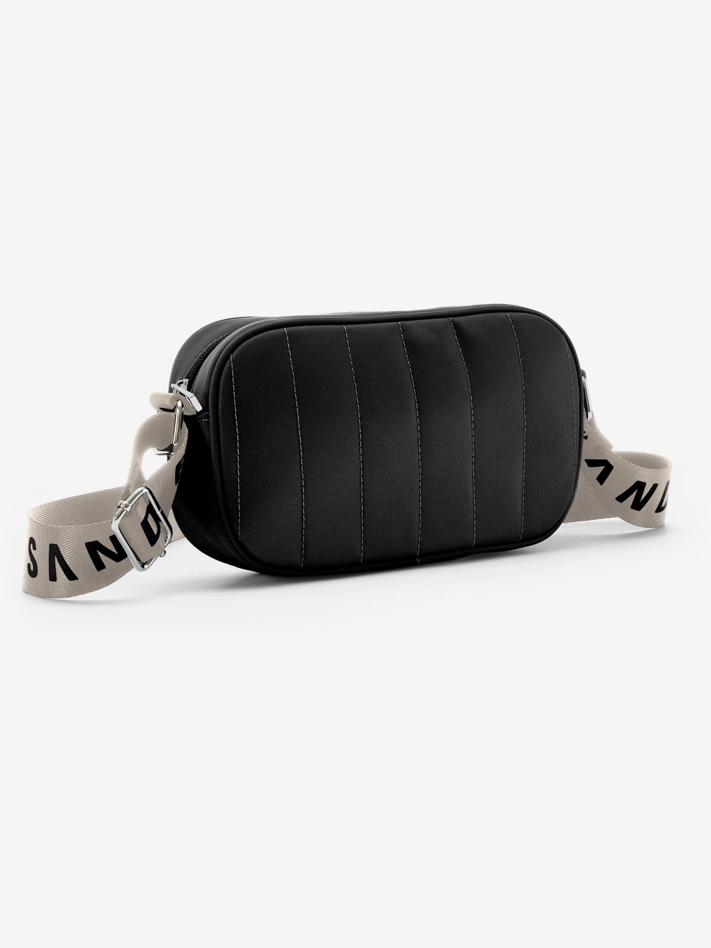 Mini-sac avec matelassage tendance et logo imprimé sur la bandoulière