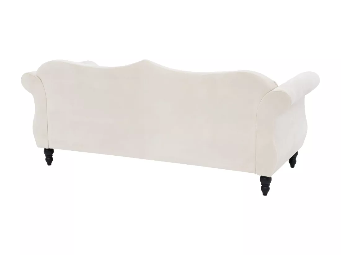 Canapé Chesterfield 3 places en velours beige SKIEN