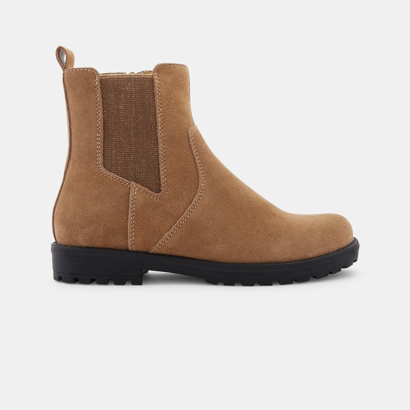 Boots chelsea à semelle crantée beige fille