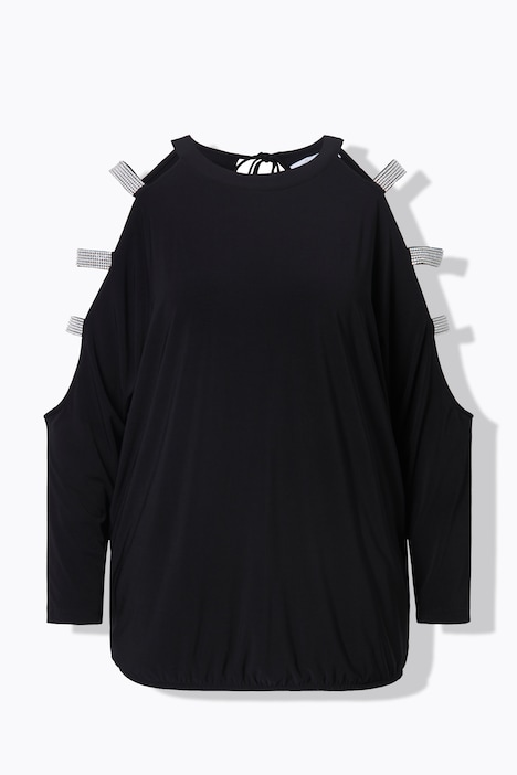 T-Shirt, Classic Fit, Strass-Streifen, CutOuts