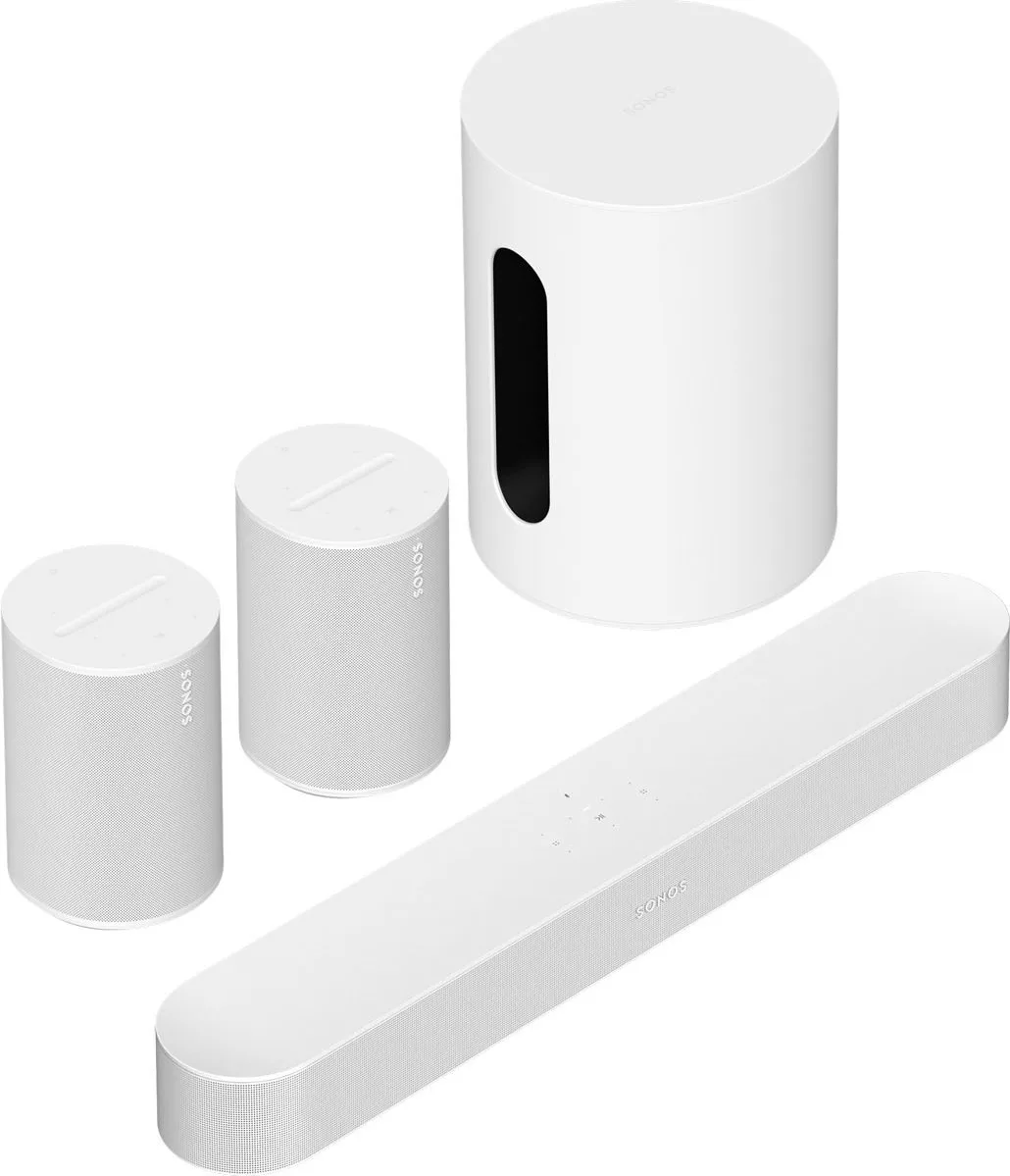 Sonos Beam Blanc   2 Sonos Era 100 Blanc   Sub Mini Blanc Home-cinéma sans fil