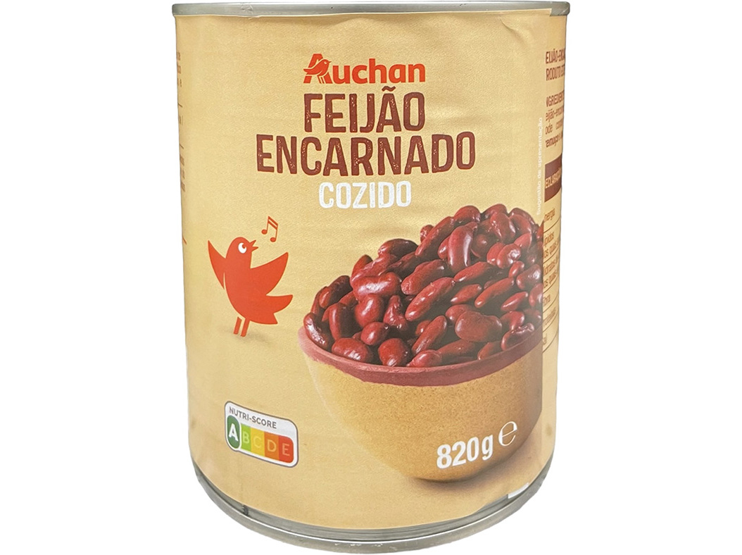 FEIJÃO ENCARNADO AUCHAN COZIDO 820(520)G