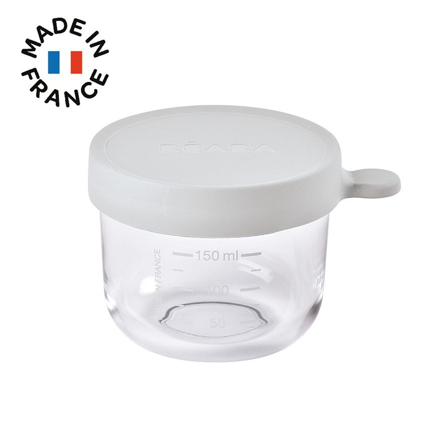Pot de conservation en verre 150ml - Gris Brume - Ecru
