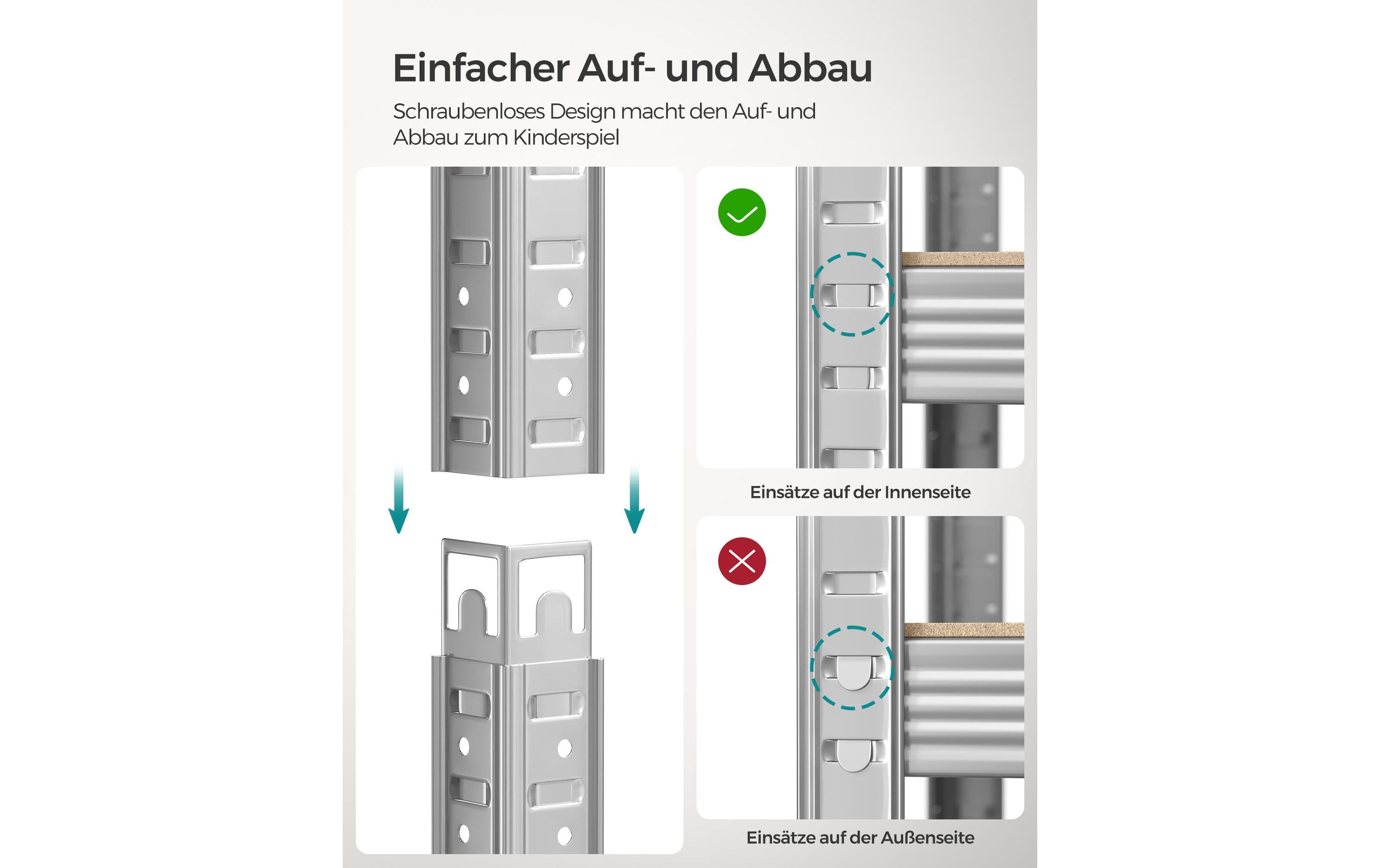 Regal 5 Ablagen SilberSchwerlastregal