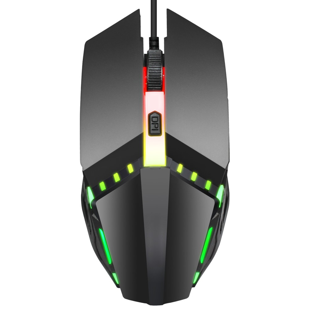 Optische USB Gaming Maus mit Kabel 1600 DPI mit RGB LED Beleuchtung und 4 Tasten - Schwarz