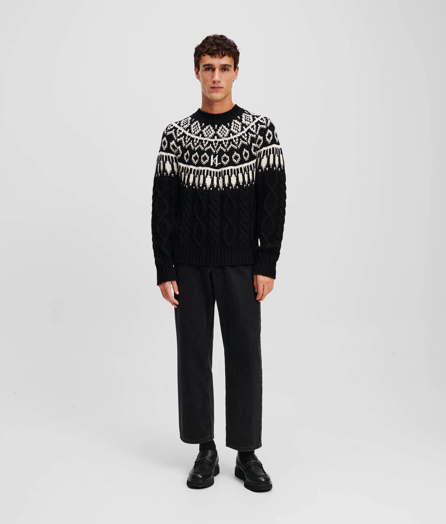 PULL À MOTIF FAIRISLE KL MONOGRAM - Noir