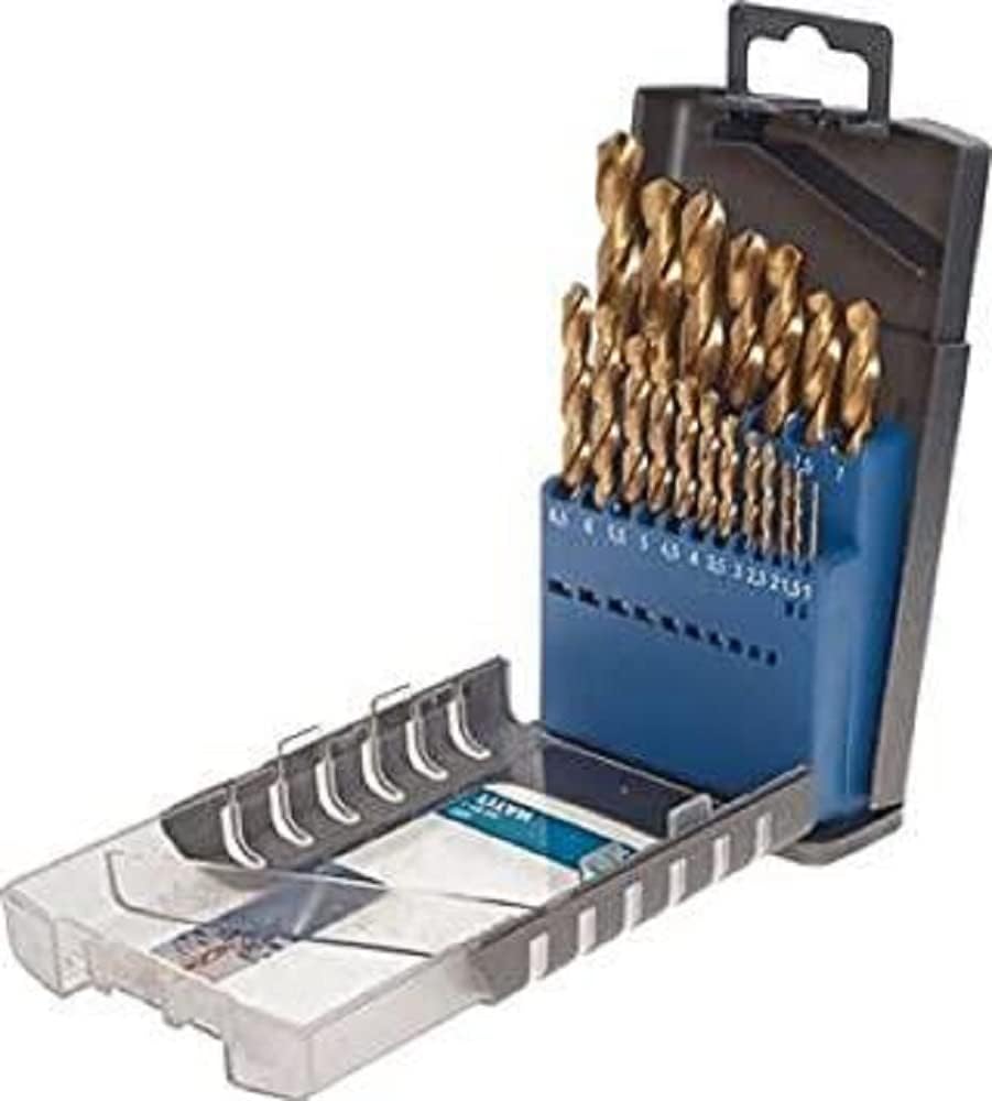 kwb HSS Metallbohrer-Set - Titan Spiralbohrer-Satz in Industrie-Qualität, Werkzeug-Box 19-teilig