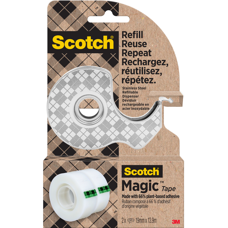Scotch Klebebandabroller Edelstahl, mit 2 Klebebändern, silber