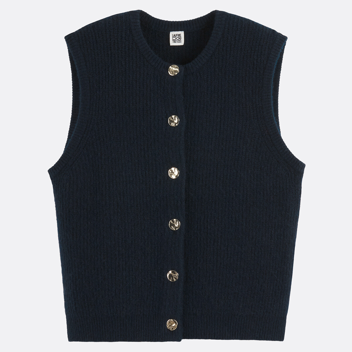 LA REDOUTE COLLECTIONS<br>Cardigã com fecho de botão, gola redonda, tricô grosso