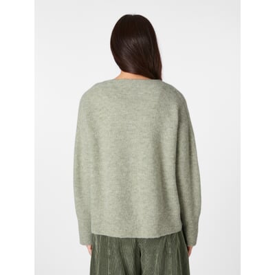 Damen-Strickpullover V-Ausschnitt, Hellgrün